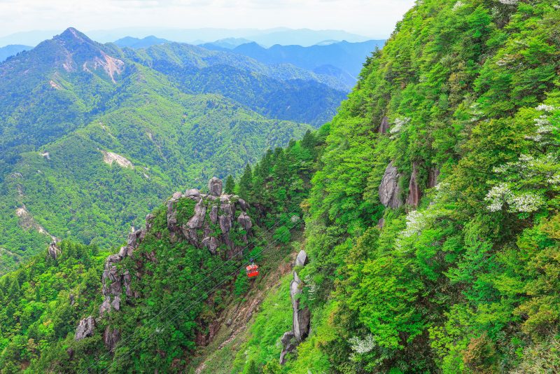 鎌ヶ岳と大黒岩と新緑の御在所岳